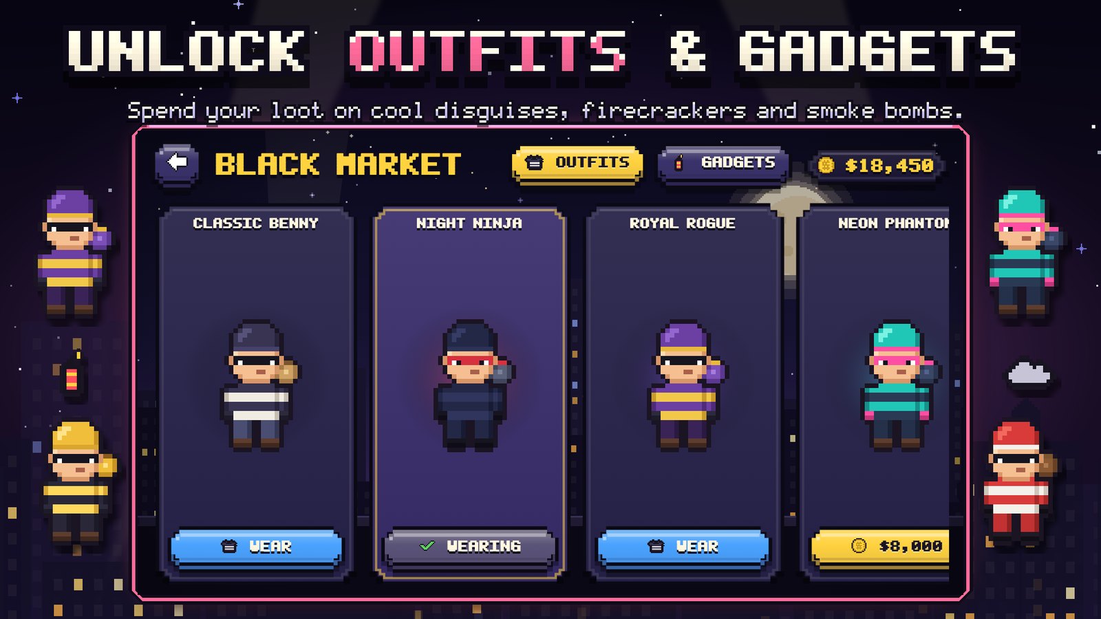 Outfit shop with unlockable disguises